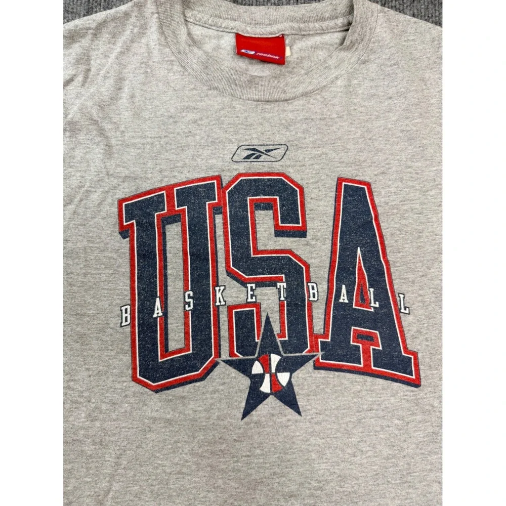Vintage Reebok USA Basketball T Shirt Small Gray Graphic Tee Y2K‎ 90s Mens - Picture 2 of 9
